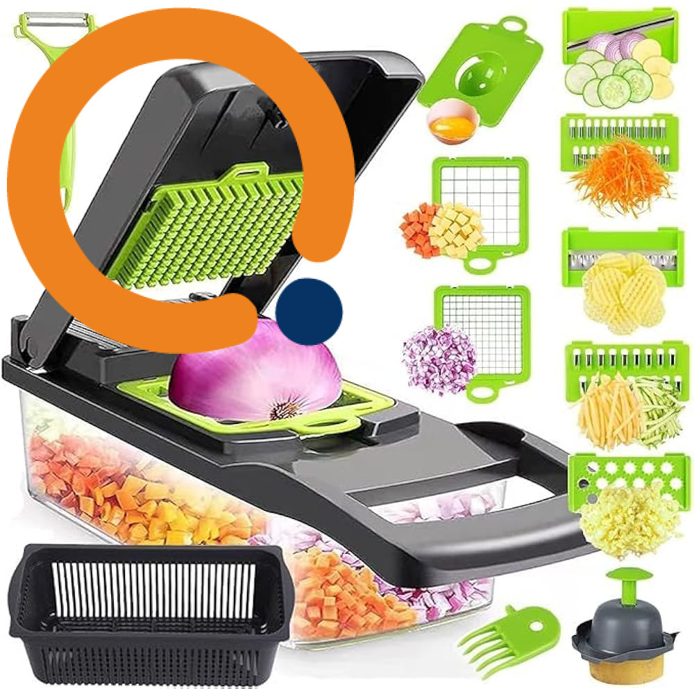 Generic Vegetables Chopper Vegetable Cutter Multifunctional 16 in1-Veggie Onion Salad Food Chopper Manual- Potato Chipper- Veg Chopper and Dicer- Kitchen Tools & Gadgets, large