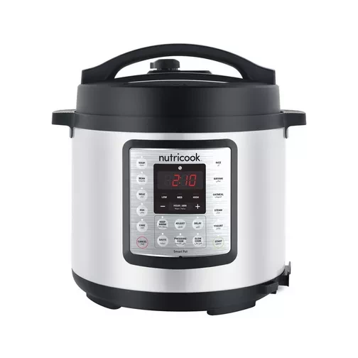 Nutricook Smart Pot Prime 1200 Watts - 9 In 1 Electric Pressure Cooker, 8 Liters, 14 Smart Programs, Brushed Stainless Steel/Black,