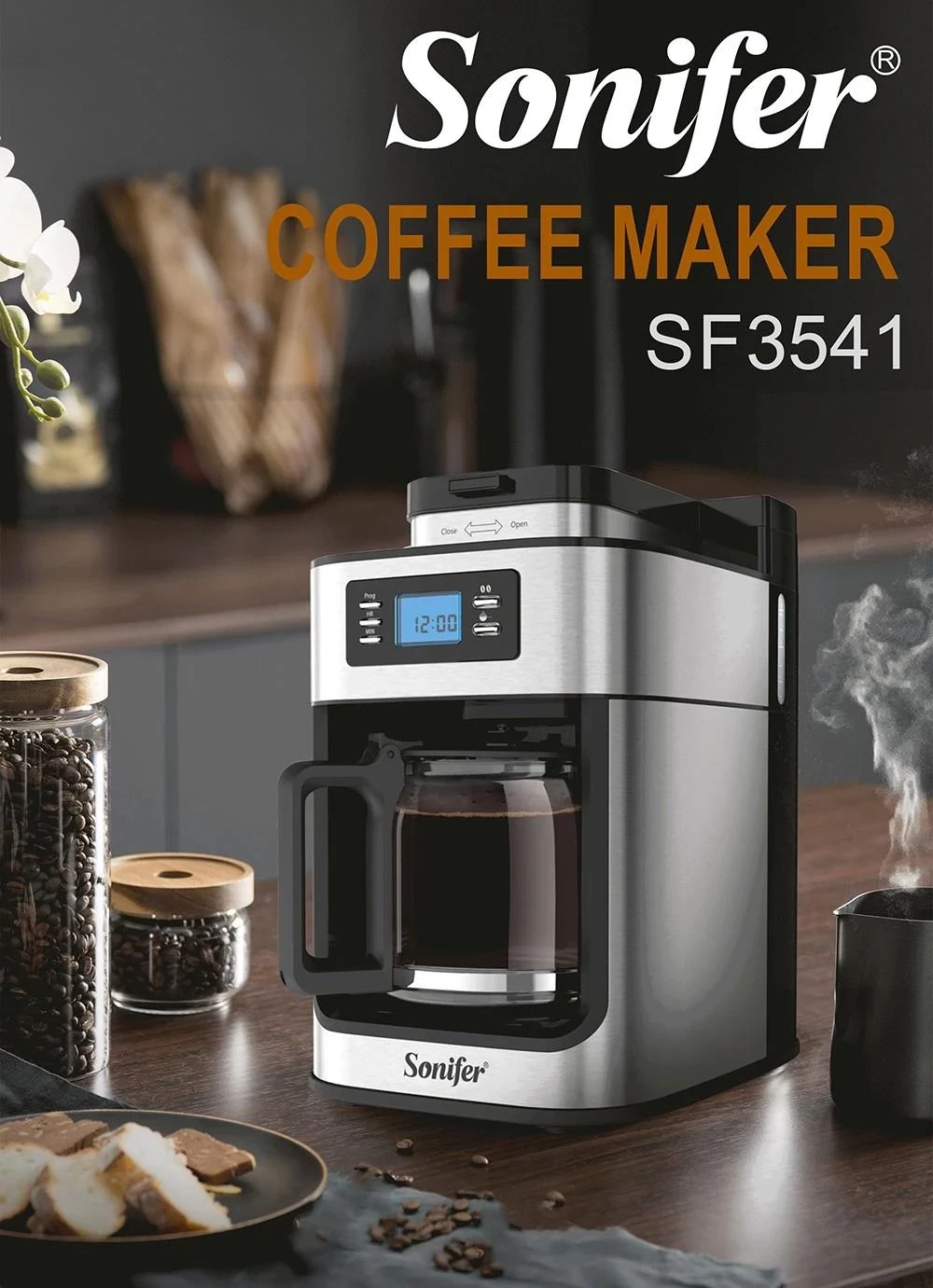 Coffee Maker Automatic Led-Display Bean Grinder Fresh Grinding American Household Espresso Coffee Machine