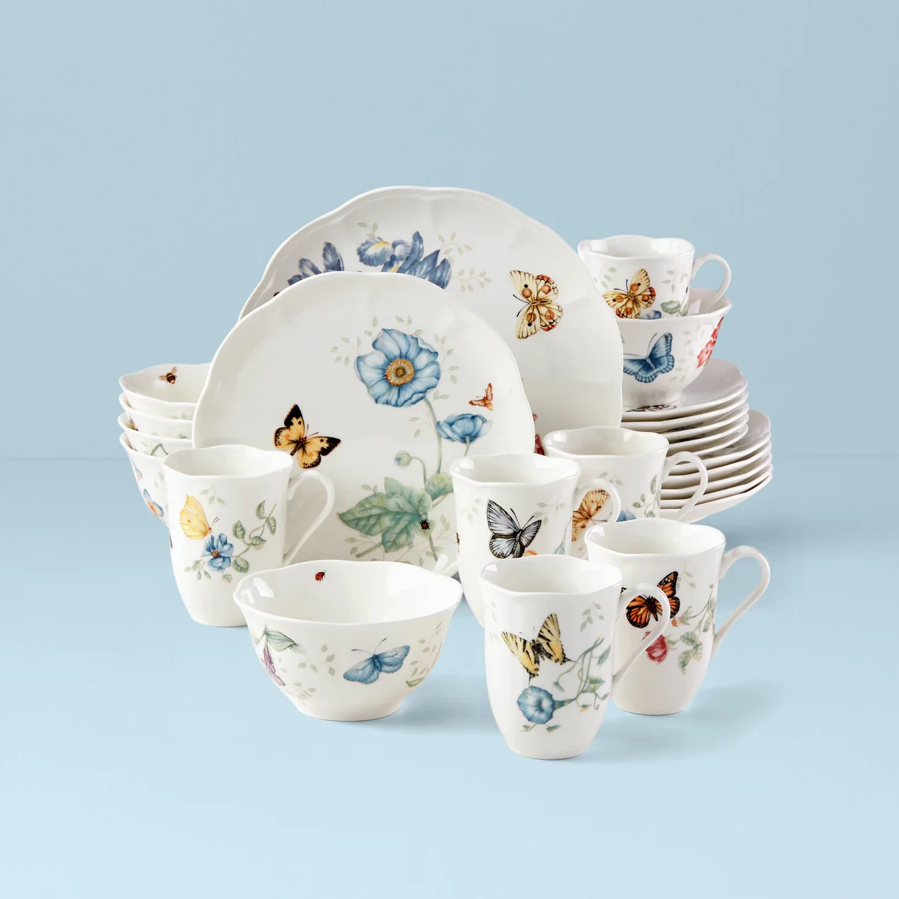 Butterfly Meadow 18-Piece Porcelain Dinnerware Set by Lenox